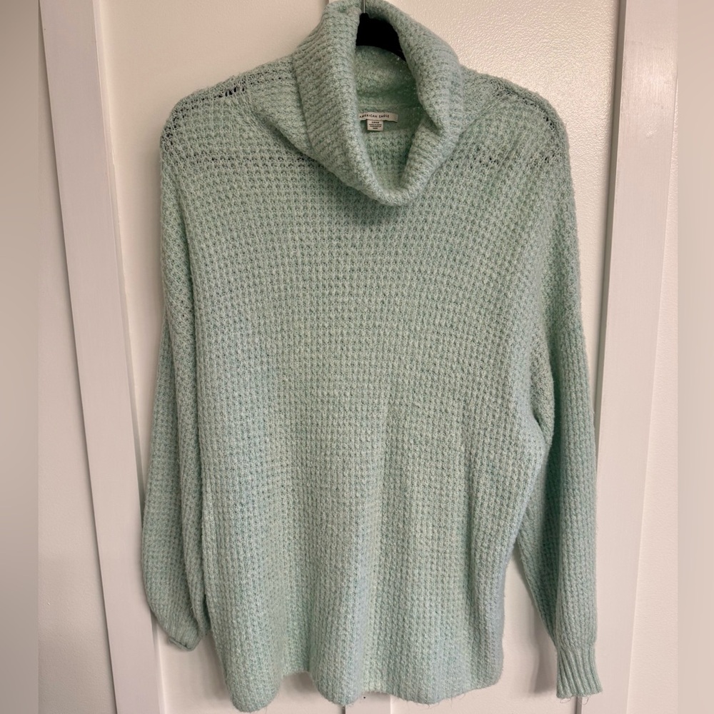 American Eagle Outfitters Aqua Cowl Neck Sweater